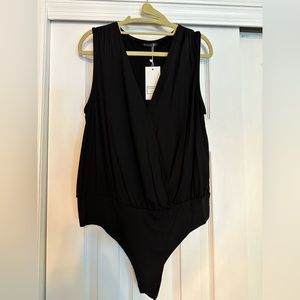 Black bodysuit, cross cross front